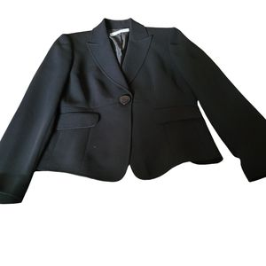 Tahari Arthur S. Levine Blazer 6P Black One Button Faux Pockets  Lined Petite